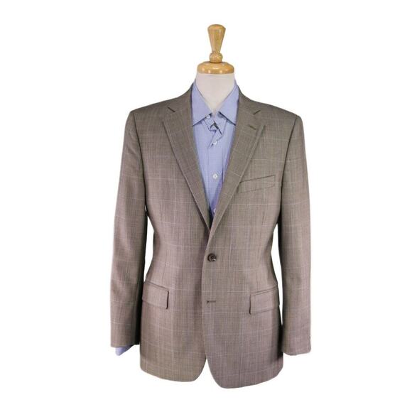 Brooks Brothers Fitzgerald Gray/Brown/Blue Woven Windowpane Wool Blazer 40R 41R